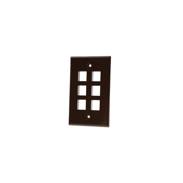 Cable Wholesale Keystone Wall Plate, Brown, 6 Port, Single Gang 3012-03206 - main